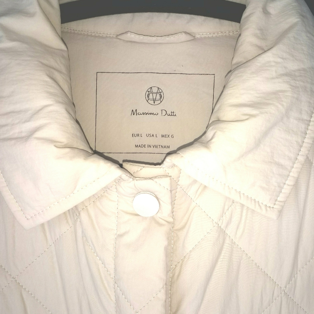 Massimo Dutti Off-White Quilted Puffer Coat Large - Picture 2 of 8